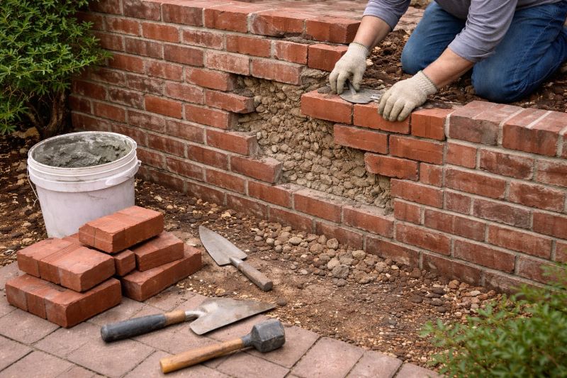 Brick Fence Repair in Fredericksburg, VA