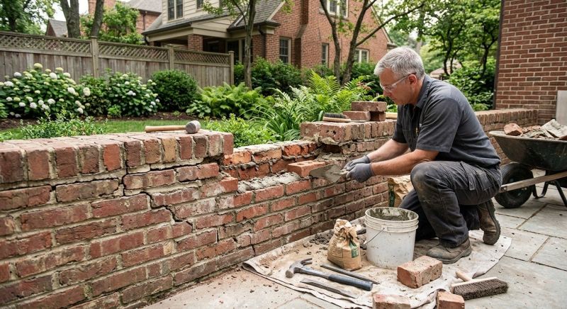 Brick Fence Repair in Fredericksburg, VA