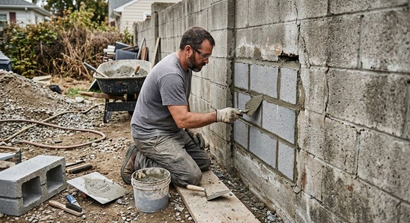 Cinder Block Wall Repair in Port Royal, VA