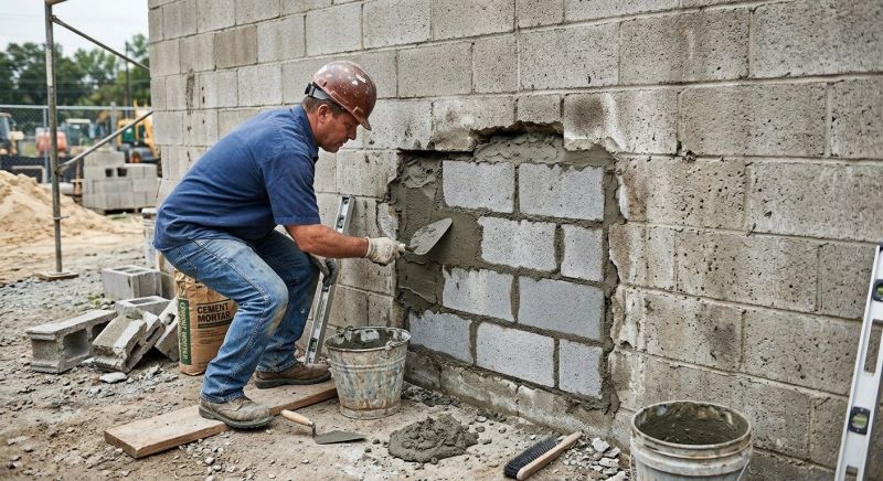 Cinder Block Wall Repair in Remington, VA