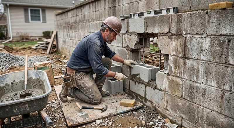 Cinder Block Wall Repair in Ruther Glen, VA